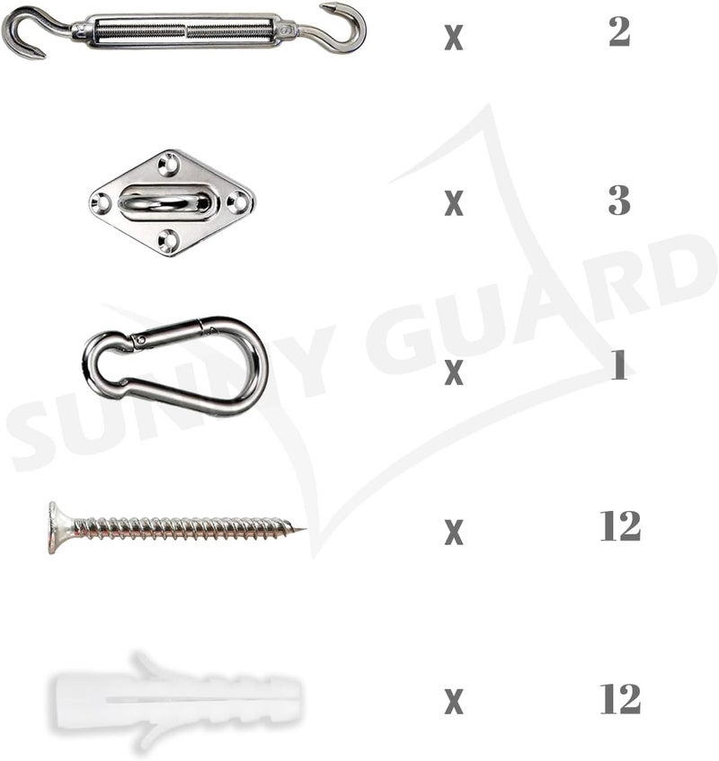 SUNNY GUARD Sun Shade Sail 304 Stainless Steel Hardware Kit 6 Inch for Triangle Shade Sail Installation for Backyard Yard Deck Patio Garden - Image 5